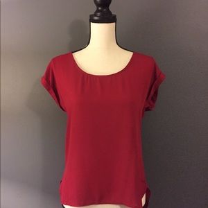 Pink Rose Brand Red Short Sleeve Blouse w/Zipper